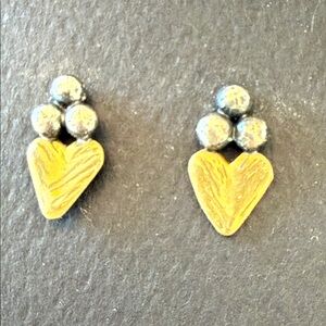 Gold and Silver Heart Earrings